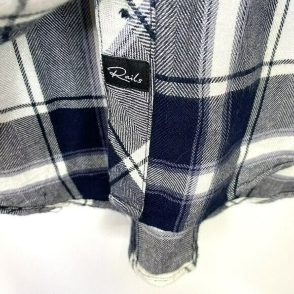 Rails Shirt Womens Size XS Flannel Plaid Long Sleeve Navy Blue Button Front - Picture 3 of 4
